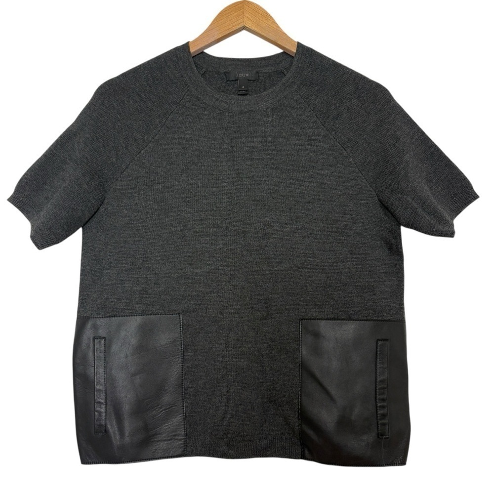 J. Crew Merino Wool Sweater Top XS Short Sleeve Grey Academia Preppy - Picture 2 of 9